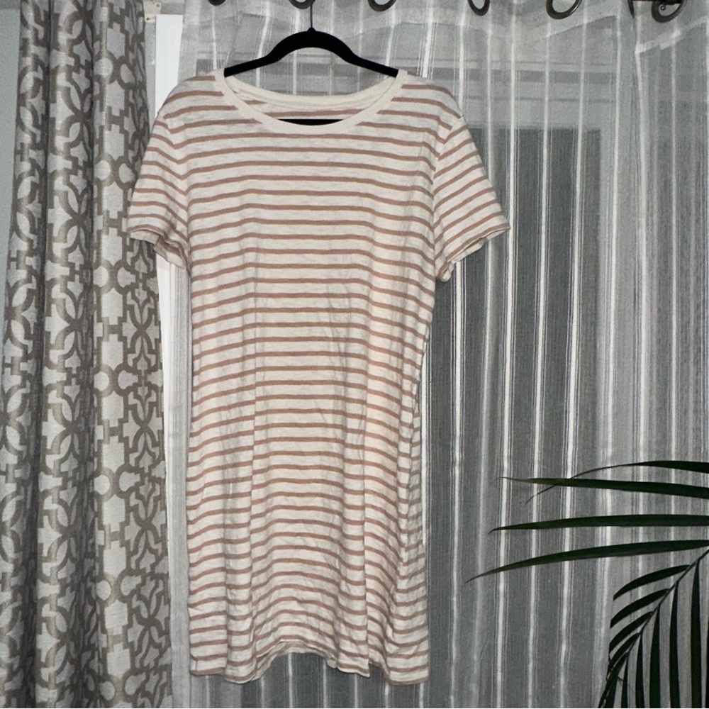 Universal Thread Cream and Tan Striped Dress